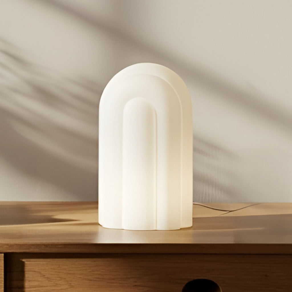 LED bordlampe Lunja dimbar glass hvit CCT Ø17,7 cm forfra
