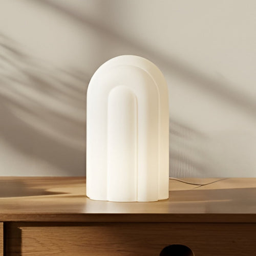 LED bordlampe Lunja dimbar glass hvit CCT Ø17,7 cm forfra