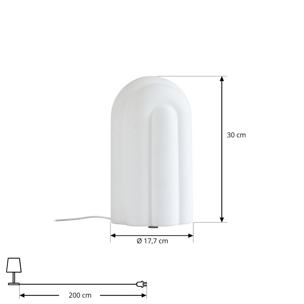 Detalj av LED bordlampe Lunja dimbar glass hvit CCT Ø17,7 cm
