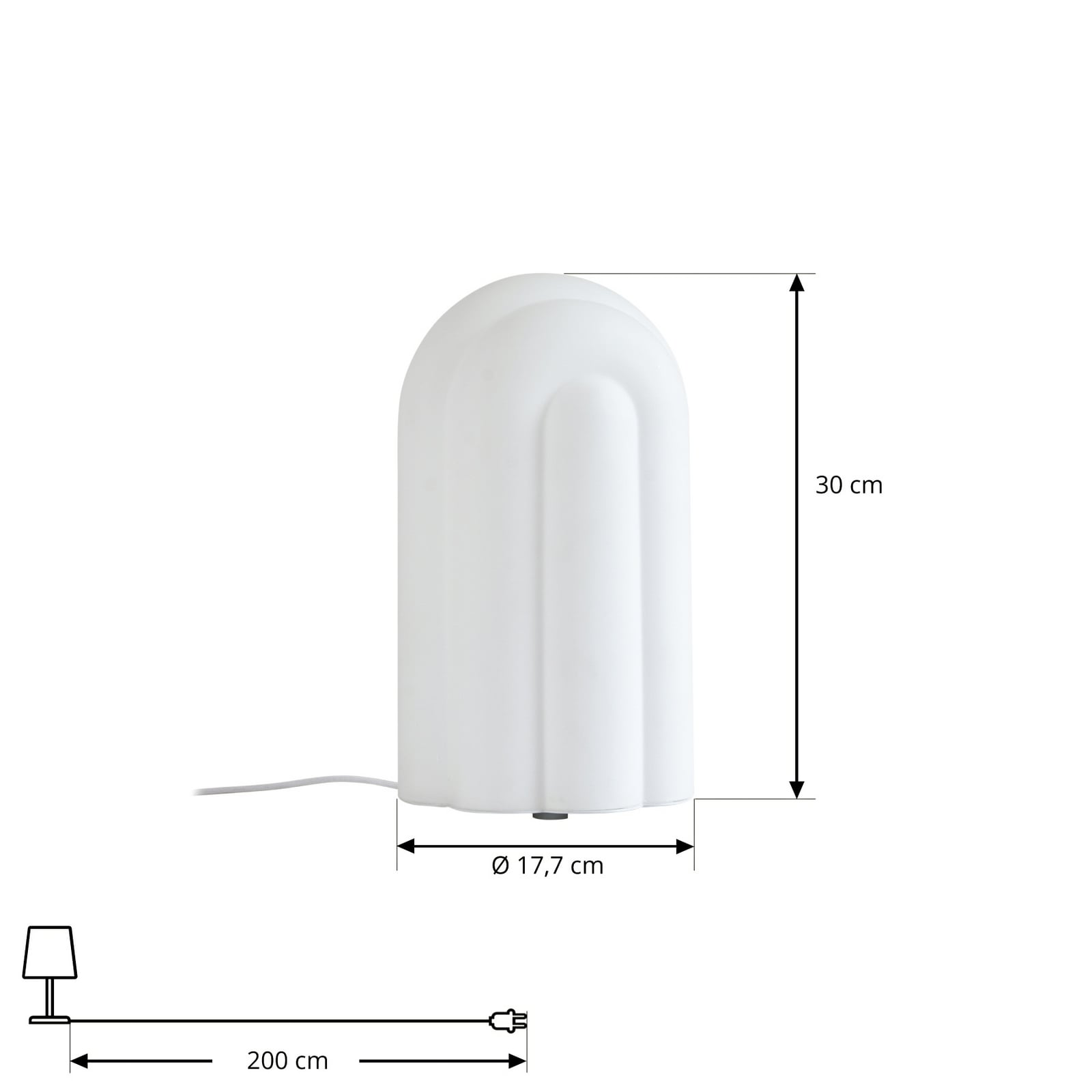 Detalj av LED bordlampe Lunja dimbar glass hvit CCT Ø17,7 cm