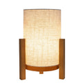LED-bordlampe Madita oppladbar tre/tekstil Ø21 cm forfra