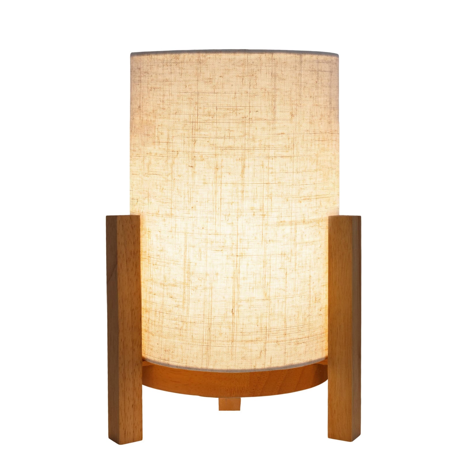 LED-bordlampe Madita oppladbar tre/tekstil Ø21 cm forfra