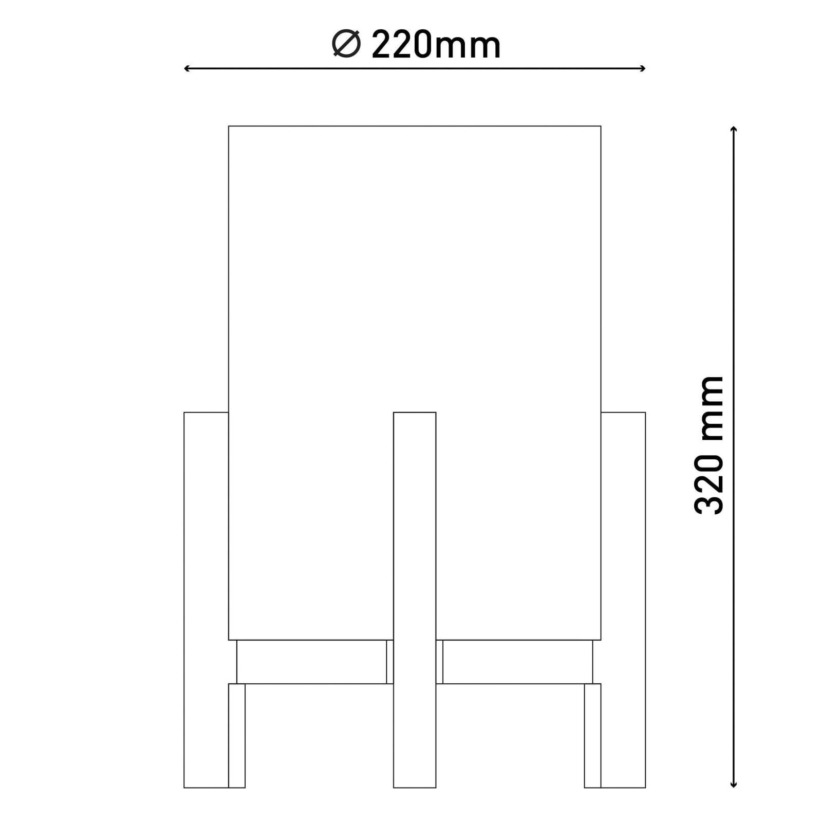 LED-bordlampe Madita oppladbar tre/tekstil Ø21 cm bakside