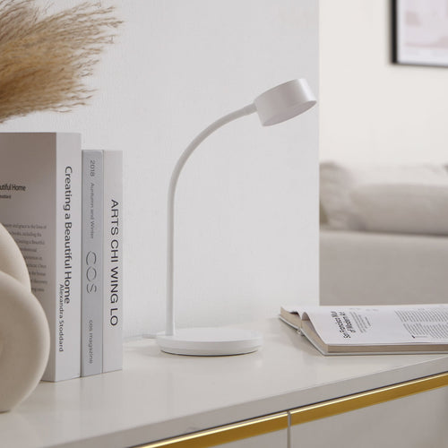 LED bordlampe Maori hvit metall CCT dimbar USB bakside