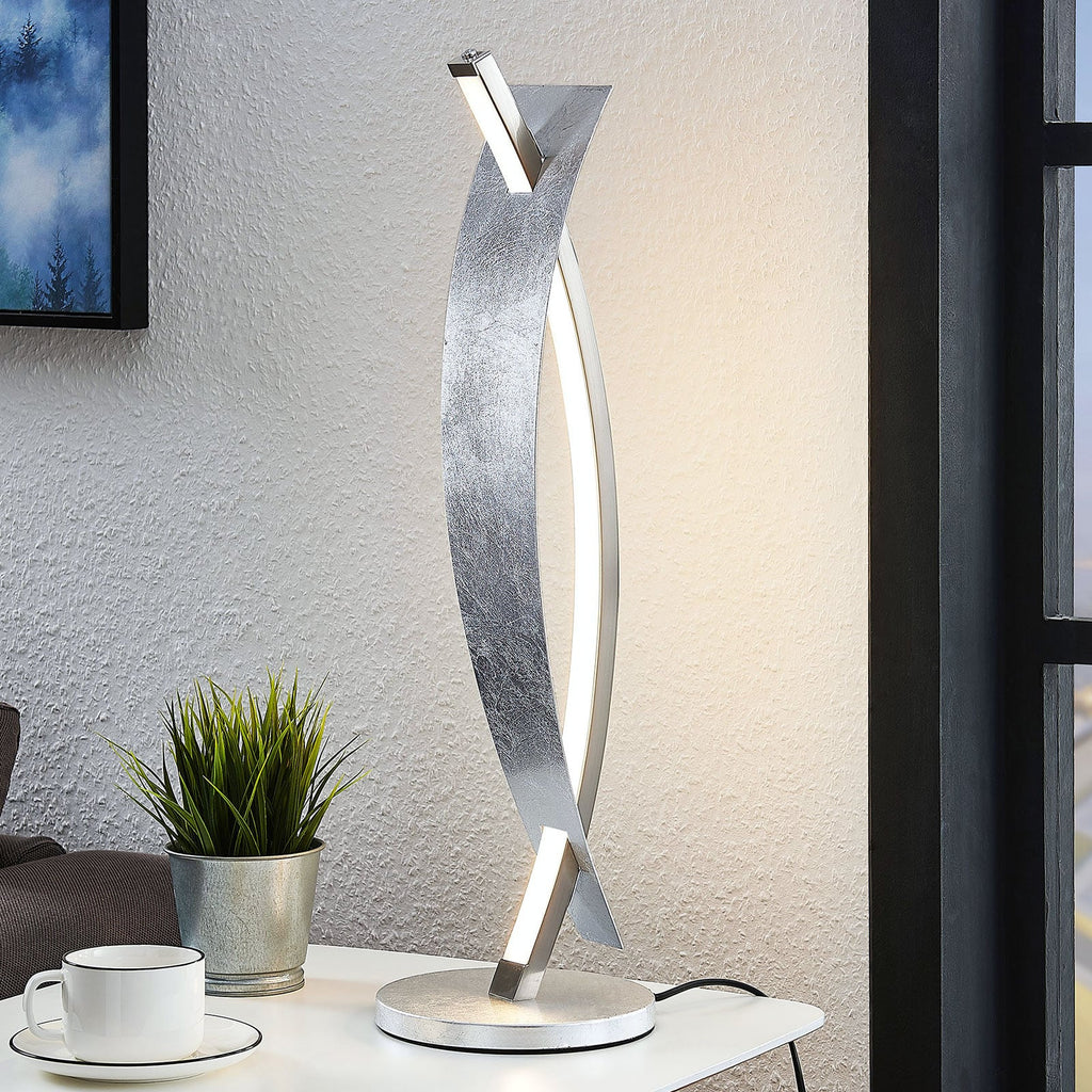 LED bordlampe Marija dimbar sølvfarget 62 cm forfra
