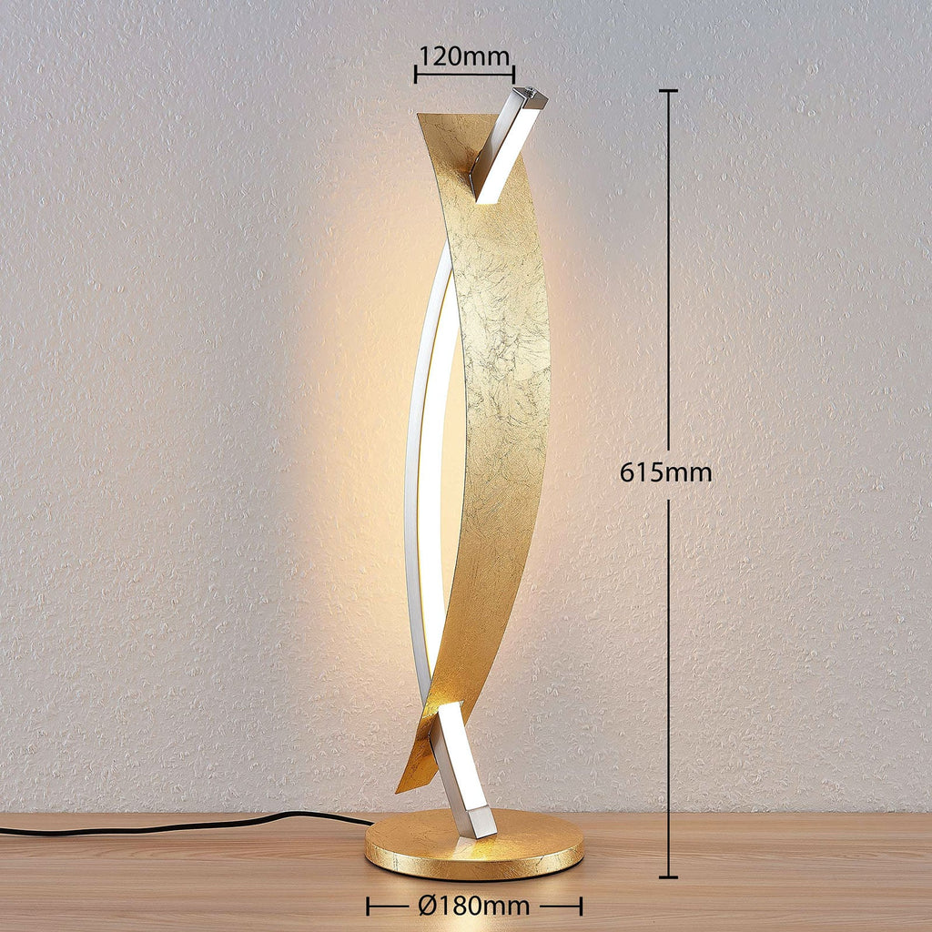 LED bordlampe Marija dimbar gullfarget 62 cm vinklet oversikt