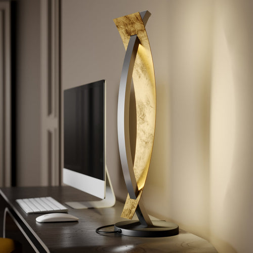 LED bordlampe Marija dimbar svart-gull 62 cm forfra