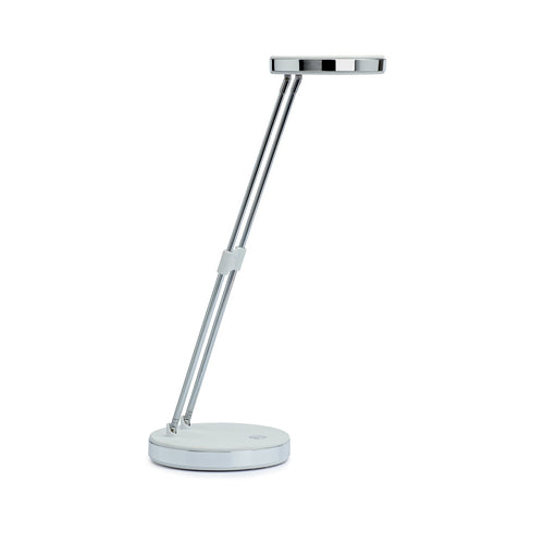 LED bordlampe MAULpuck hvit teleskoparm forfra