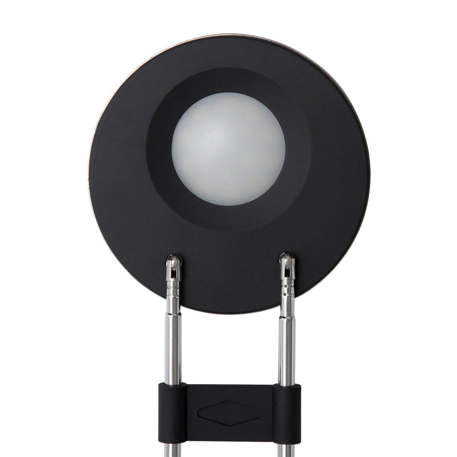 LED bordlampe MAULpuck svart teleskoparm montert på skrivebord