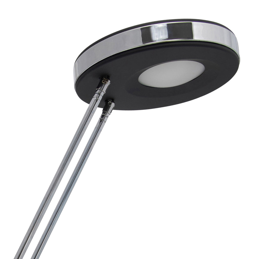 LED bordlampe MAULpuck svart teleskoparm nærbilde av lampehode