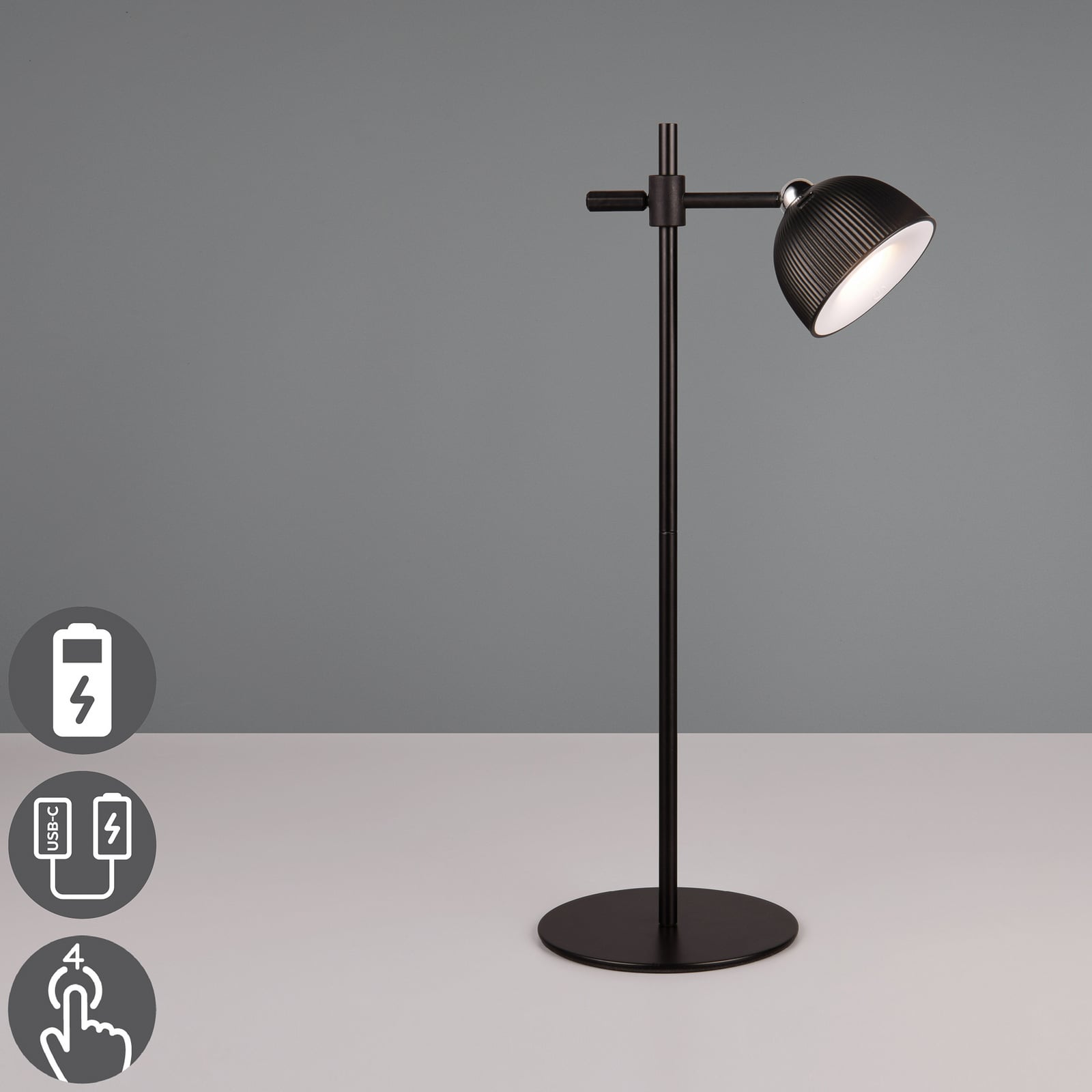 LED bordlampe Maxima dimbar høydejusterbar svart 41 cm med av- og på-bryter
