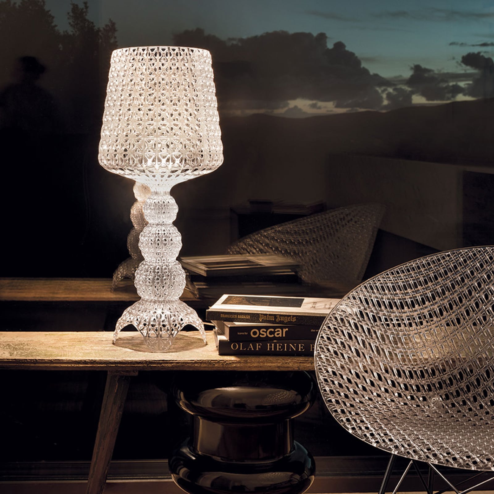 Nærbilde av LED bordlampe Mini Kabuki dimbar klar H70 cm