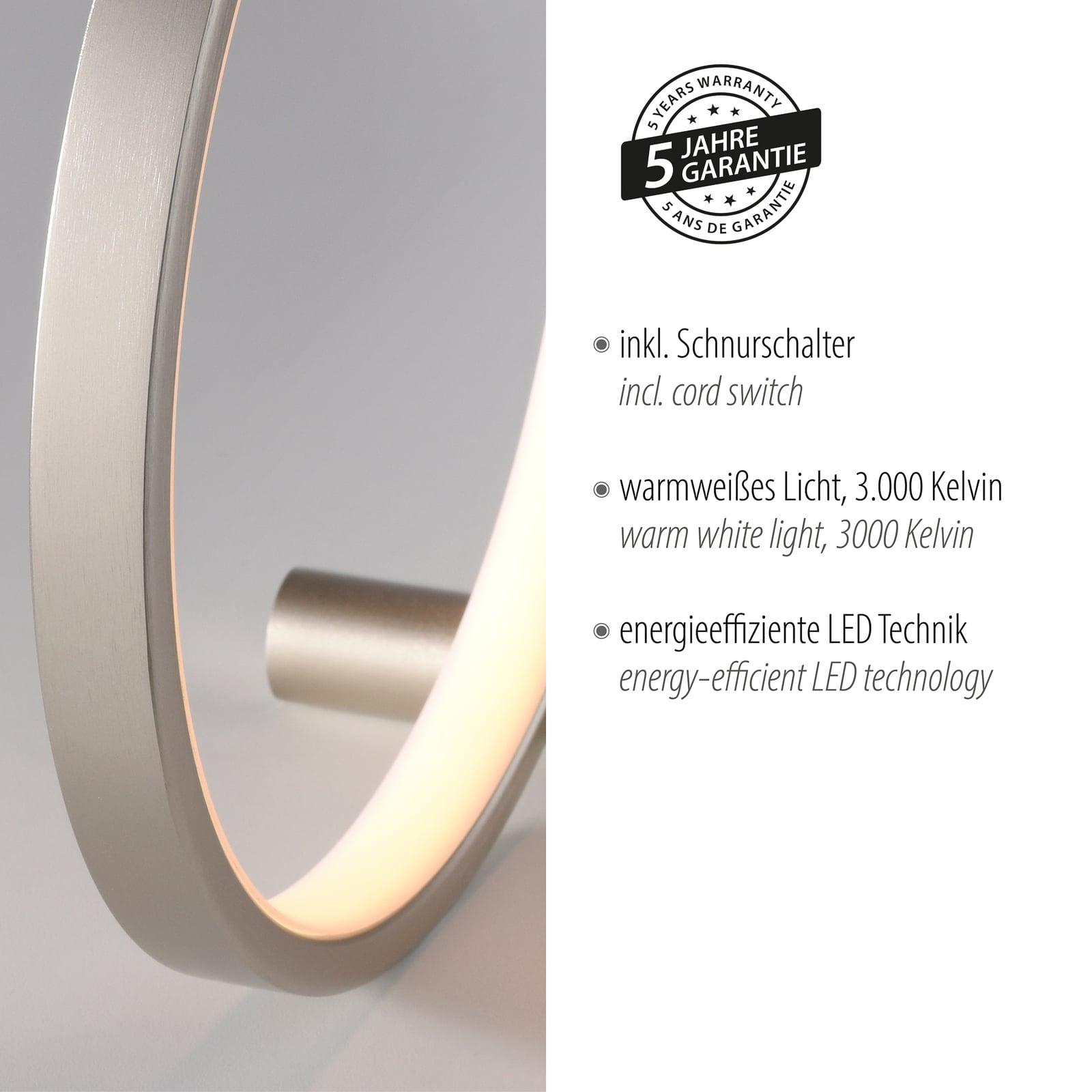 LED bordlampe Mini Ritus sølv jern sideprofil