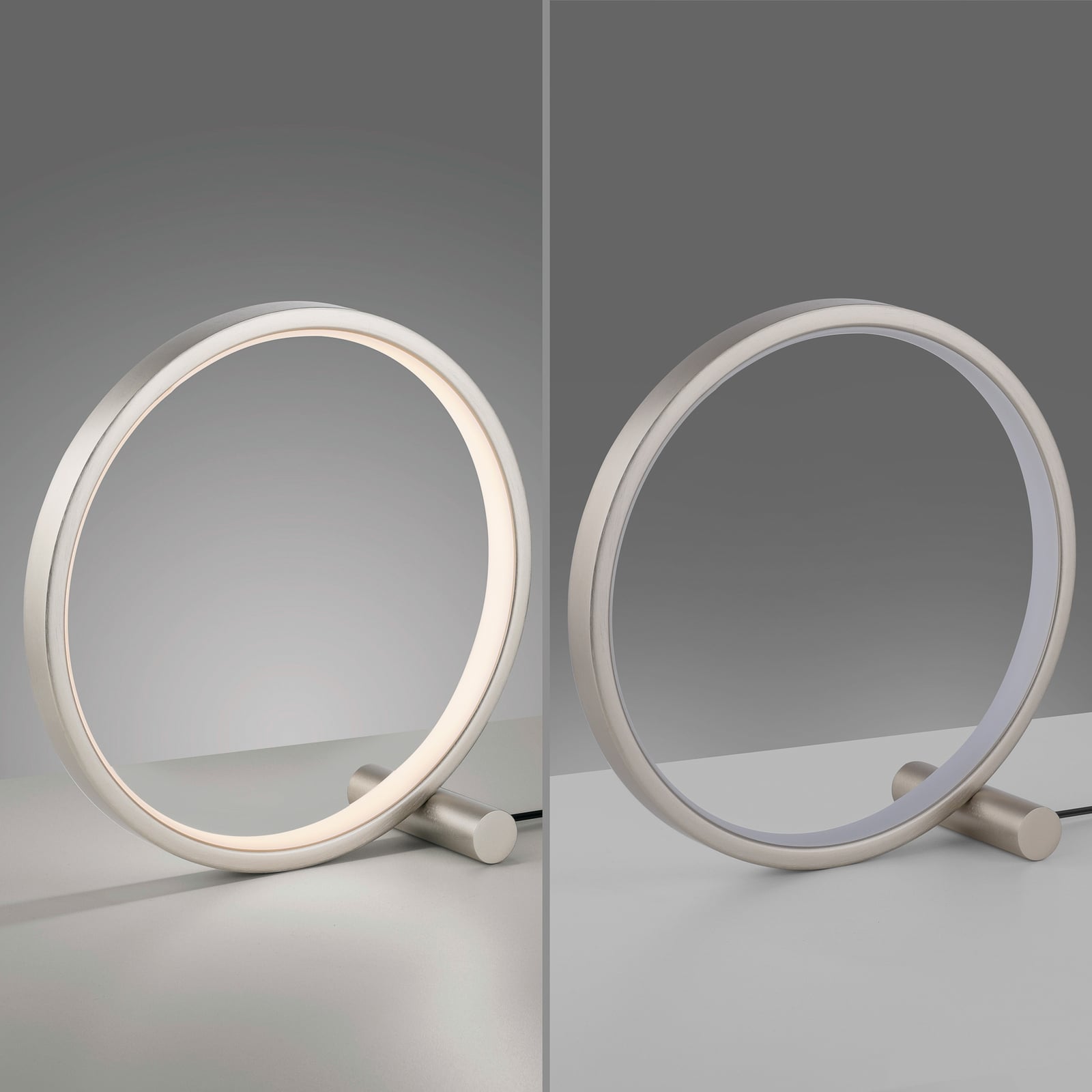 LED bordlampe Mini Ritus sølv jern detalj av kabel