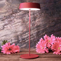 LED bordlampe Miram oppladbar dimbar rubinrød IP54 forfra