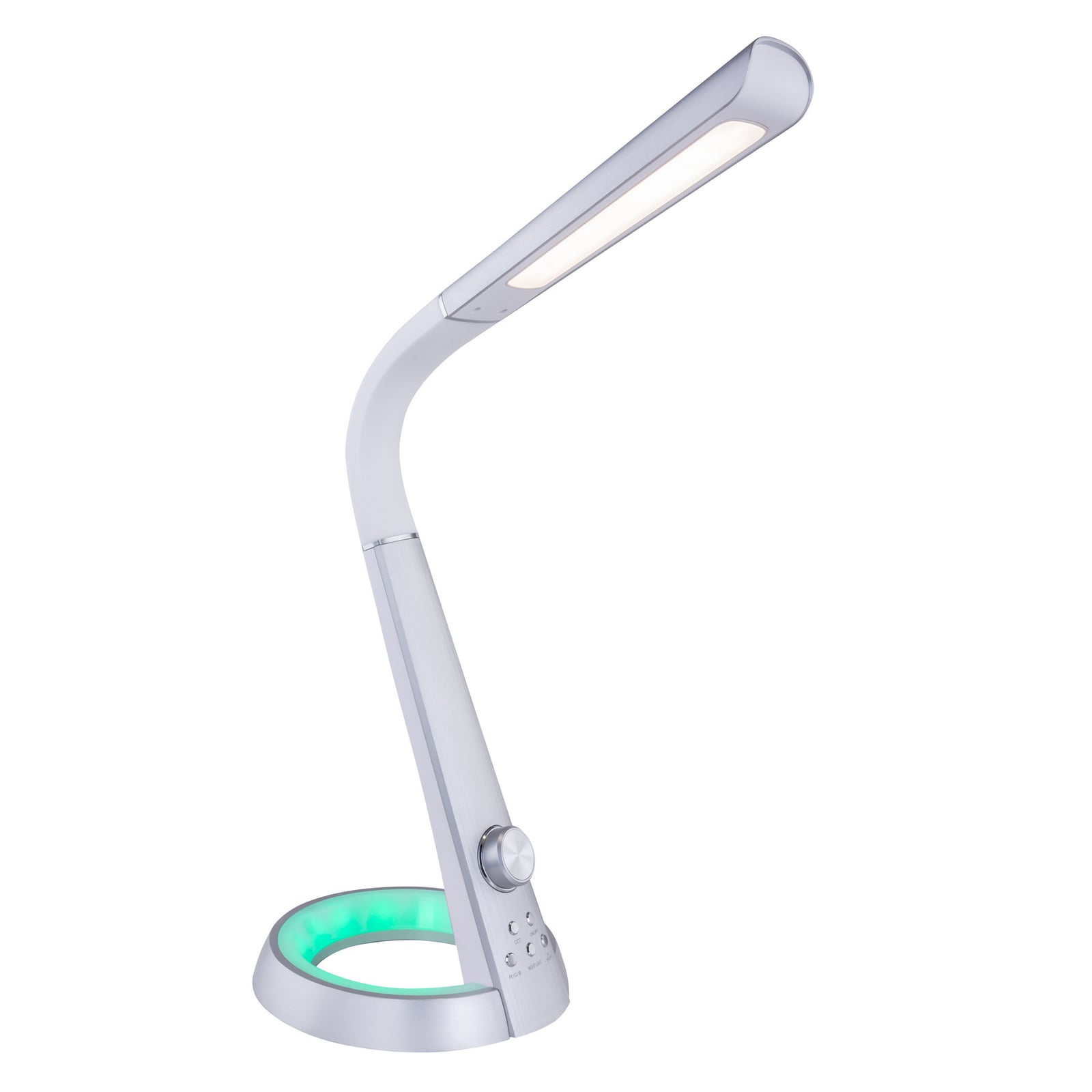 LED bordlampe Mitti dimbar CCT RGB med USB sølv/hvit med USB-port