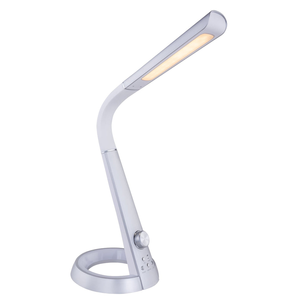 Sideprofil av LED bordlampe Mitti dimbar CCT RGB med USB sølv/hvit