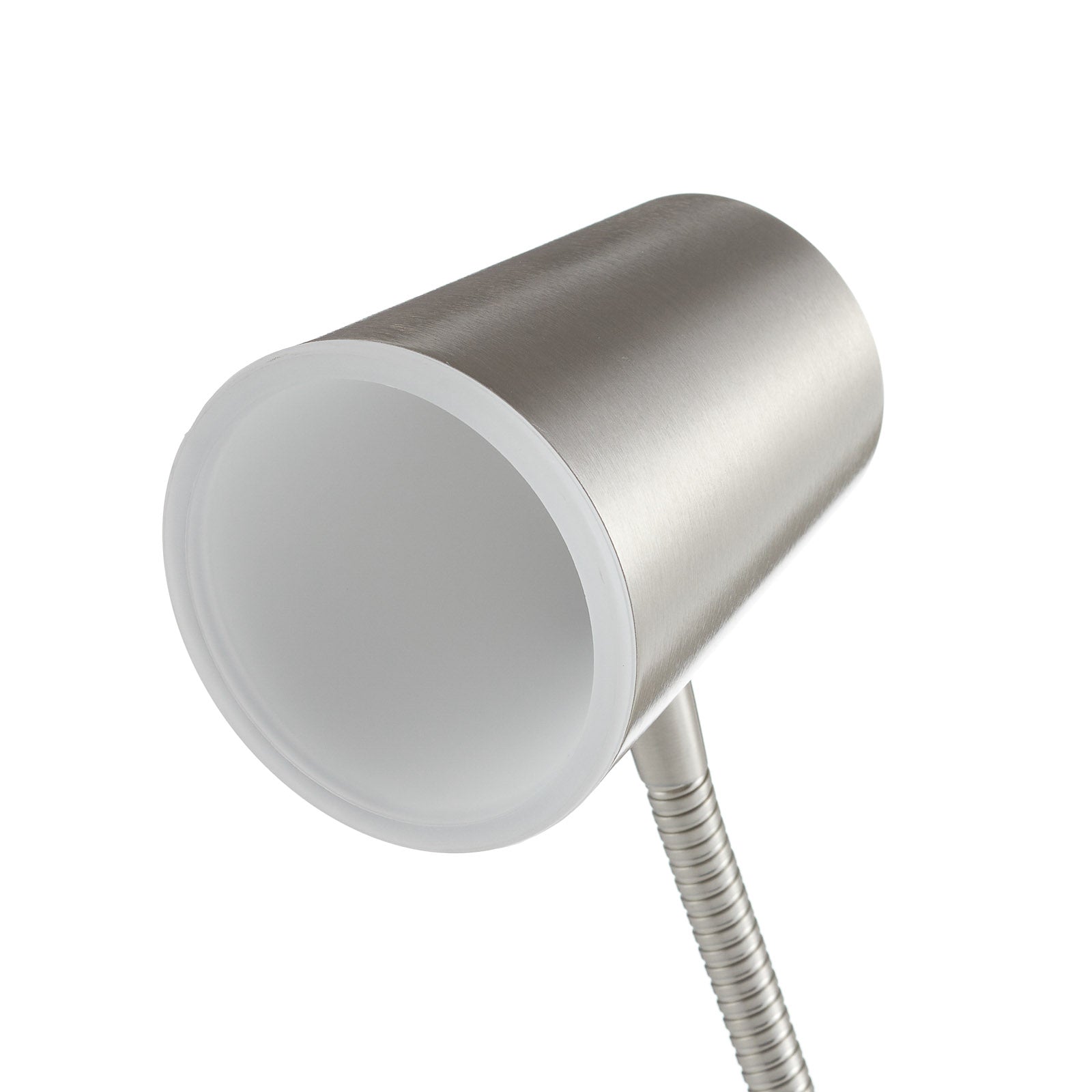LED-bordlampe Narcos dimbar nikkelfarget montert i rom