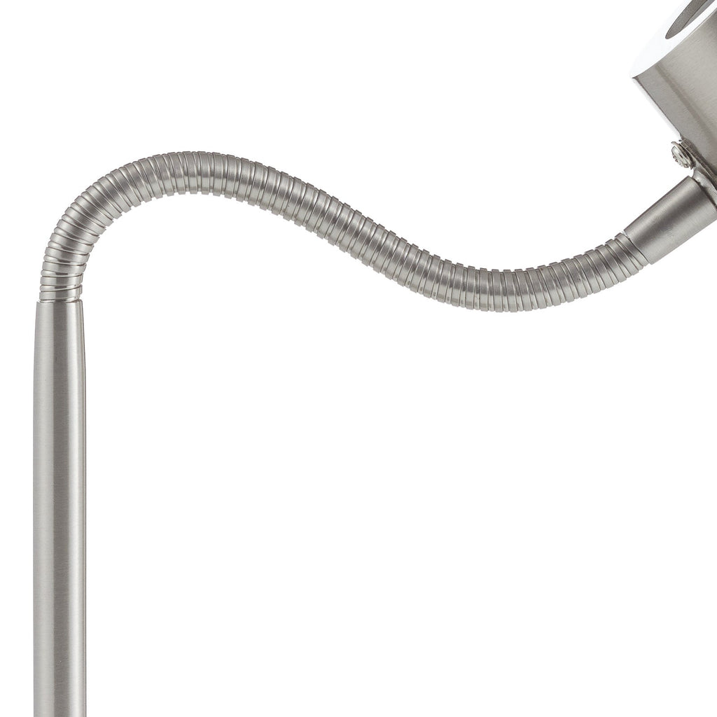 LED-bordlampe Narcos dimbar nikkelfarget sideprofil