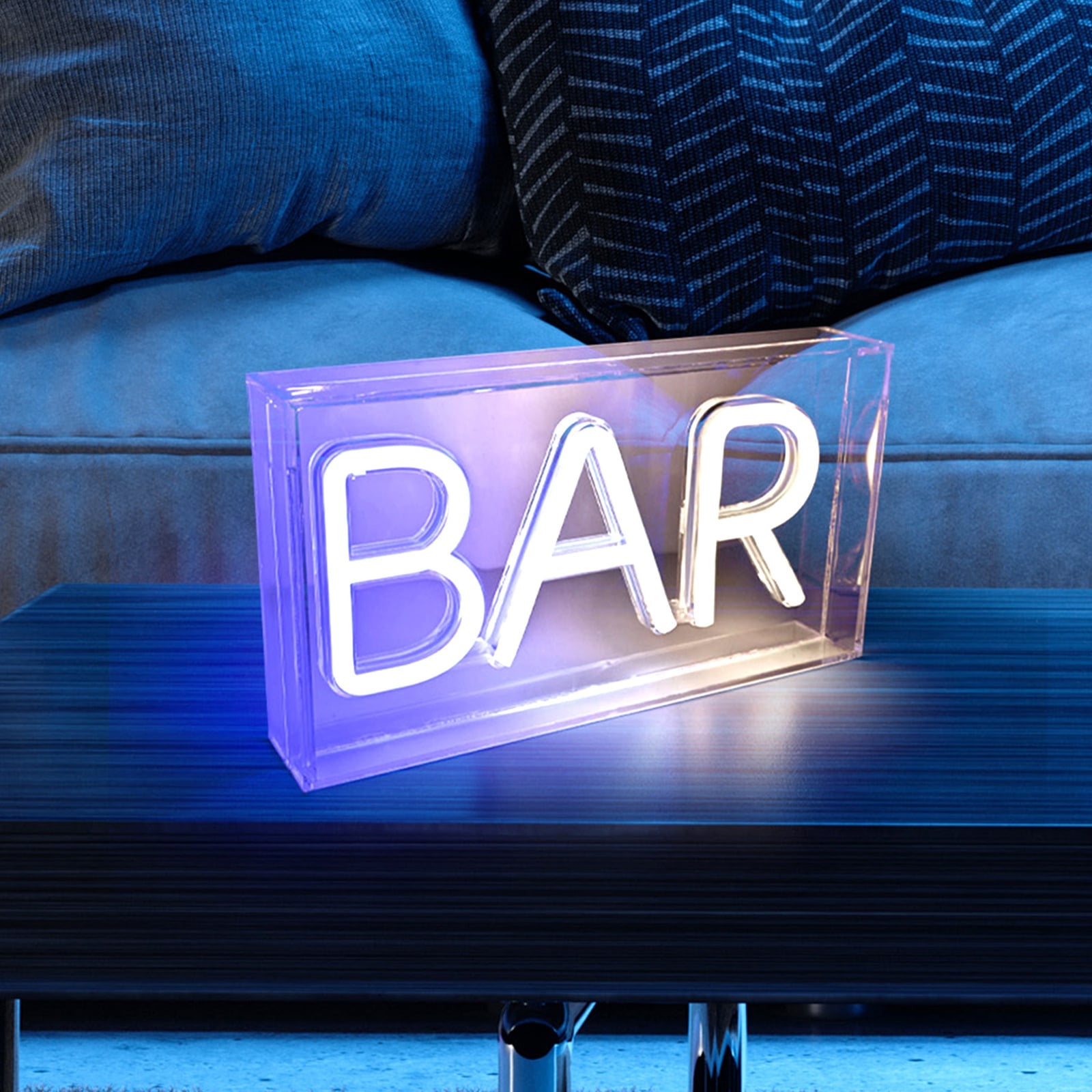 LED bordlampe neon Bar USB plast 23x12,7 cm forfra