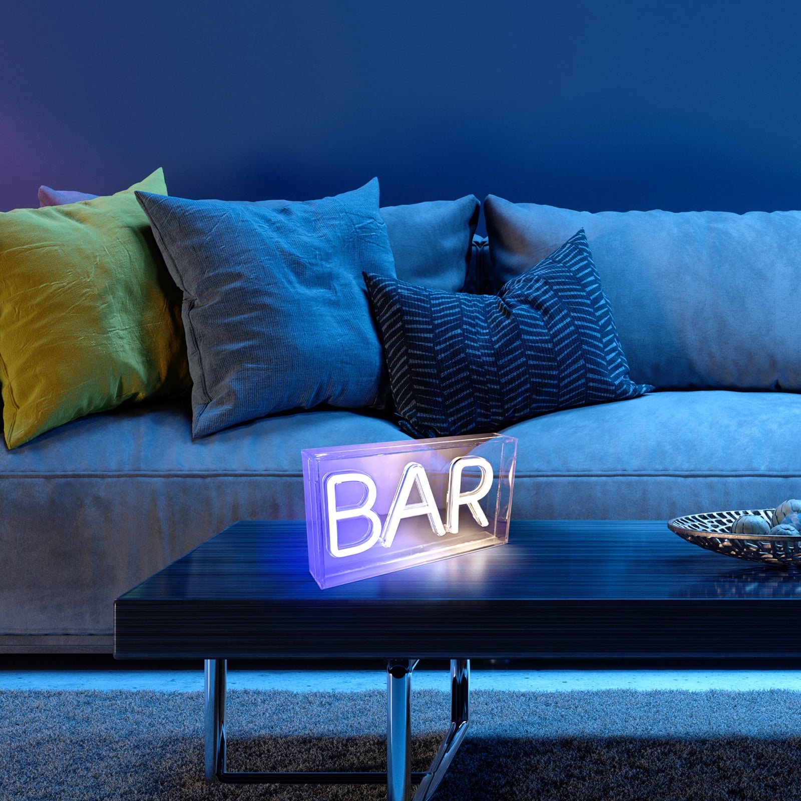 LED bordlampe neon Bar USB plast 23x12,7 cm bakside
