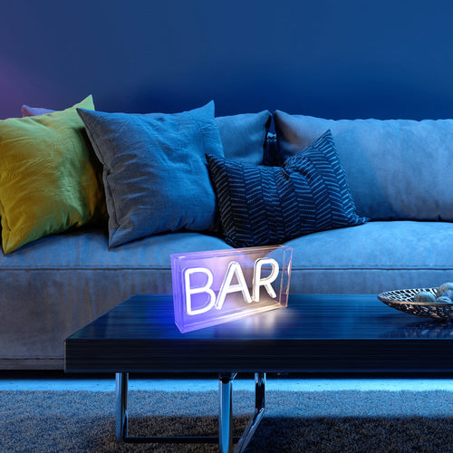 LED bordlampe neon Bar USB plast 23x12,7 cm bakside