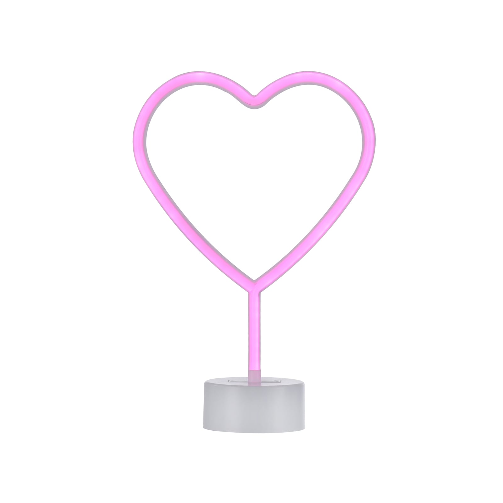 LED bordlampe Neon hjerte batteridrevet pink 30 cm detalj