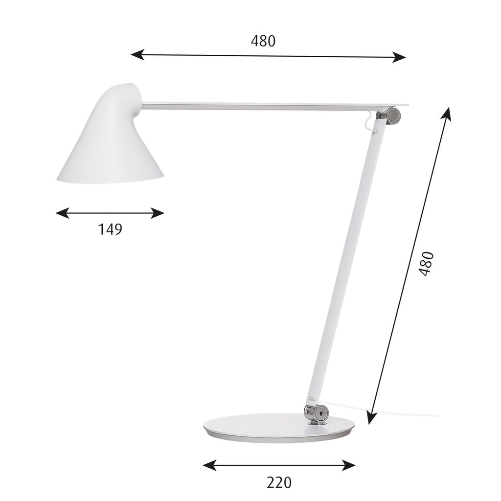 LED bordlampe NJP dimbar hvit aluminium 3000K lys i bruk