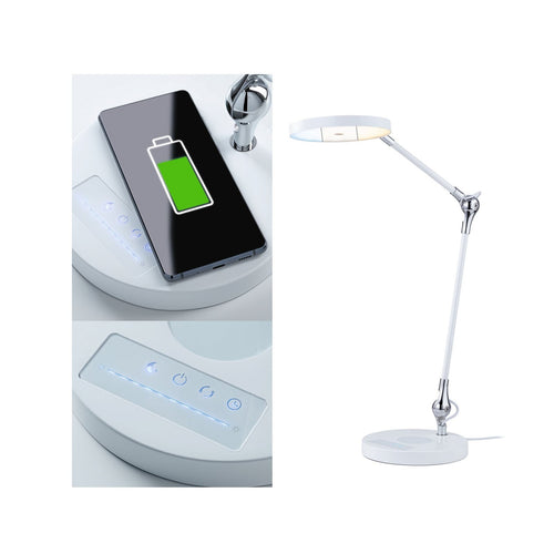 LED bordlampe Numis dimbar CCT med Qi-lading hvit forfra