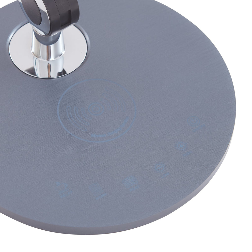 LED bordlampe Nyxaris dimbar CCT grå metall detalj av lampefot