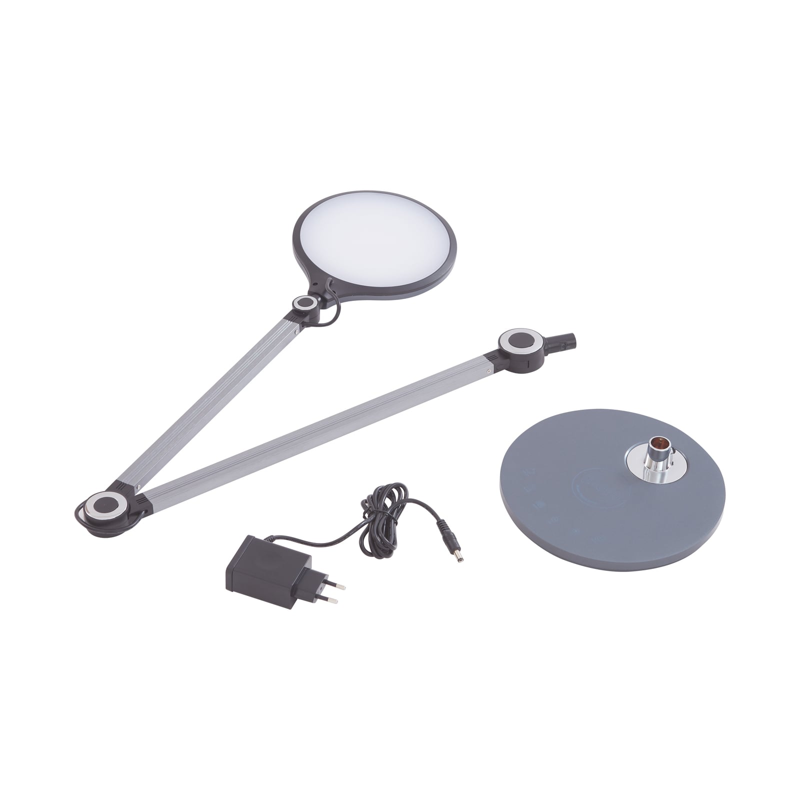 LED bordlampe Nyxaris dimbar CCT grå metall lys i bruk