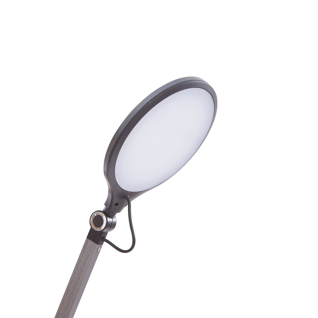 LED bordlampe Nyxaris dimbar CCT grå metall nærbilde av touch-dimmer