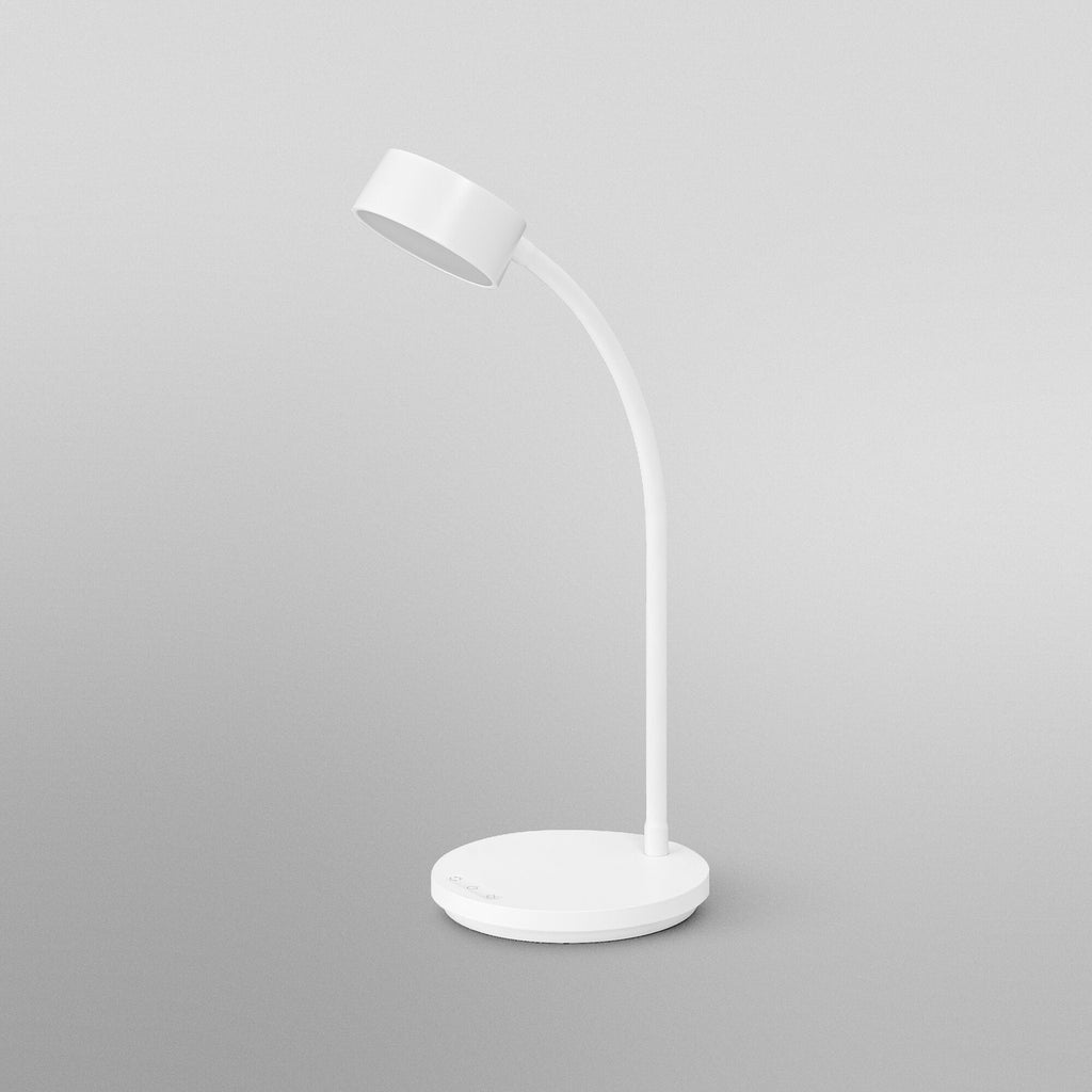 LED bordlampe Office Line Desk Cylinder CCT dimbar hvit nærbilde av lampearm