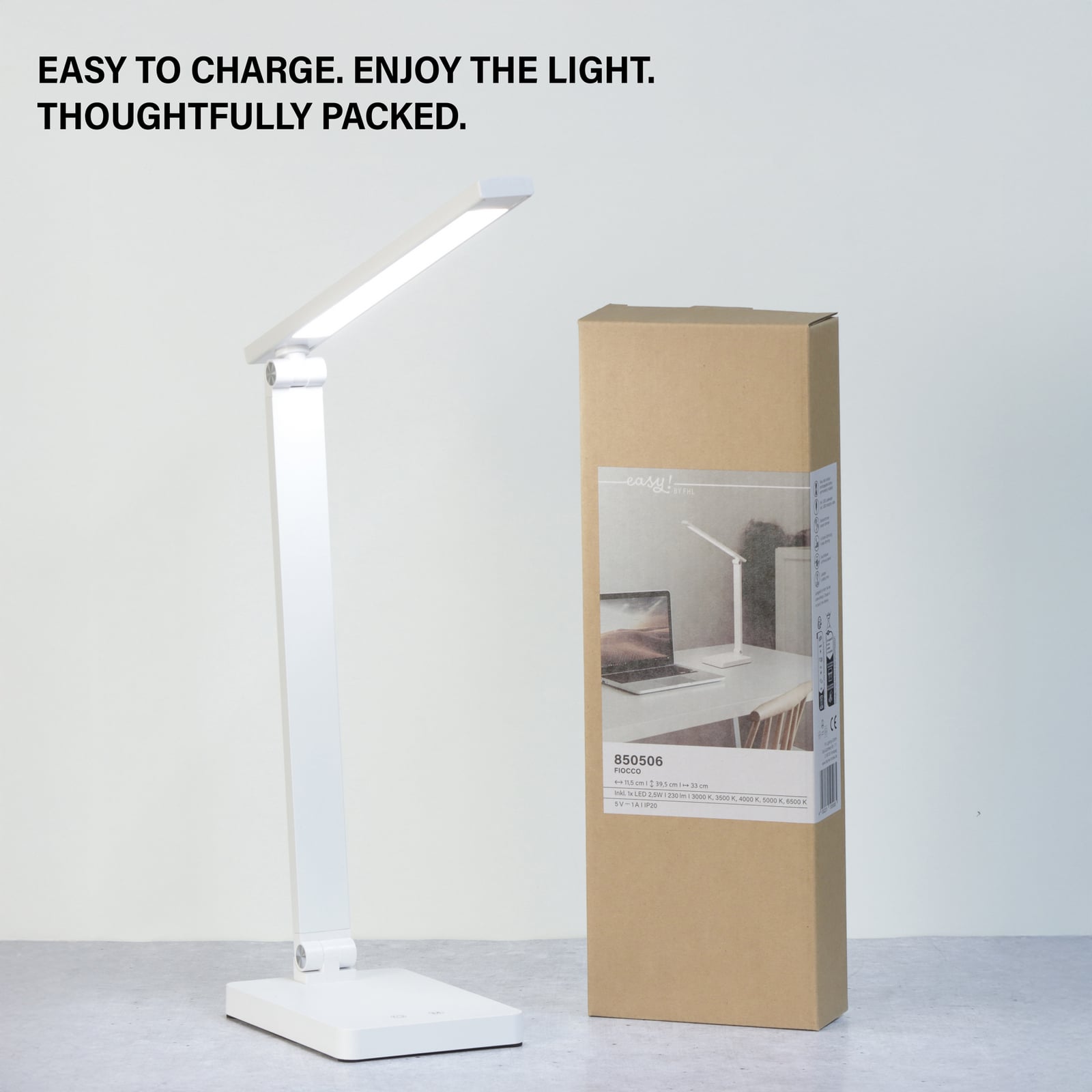 LED bordlampe Ole oppladbar dimbar hvit CCT 2,5W detalj av lampefot