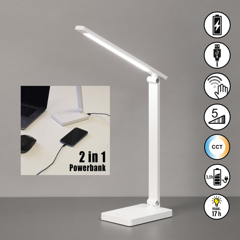 LED bordlampe Ole oppladbar dimbar hvit CCT 2,5W montert på skrivebord