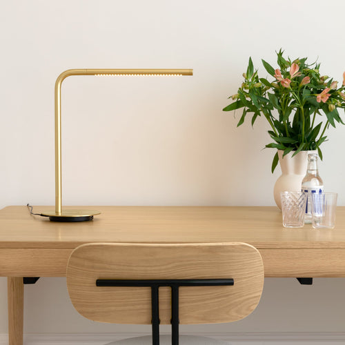 LED bordlampe Omni dimbar dreibar messing 46 cm bakside