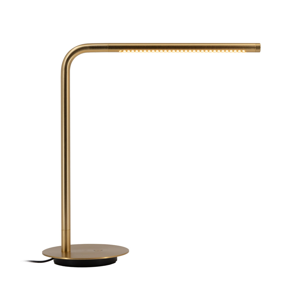 LED bordlampe Omni dimbar dreibar messing 46 cm nærbilde av dimmerknapp