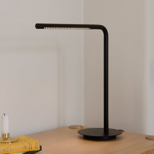 LED bordlampe Omni dimbar dreibar svart metall 46 cm bakside