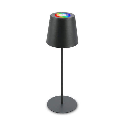 LED bordlampe oppladbar dimbar antrasitt RGBW IP44 - Briloner forfra