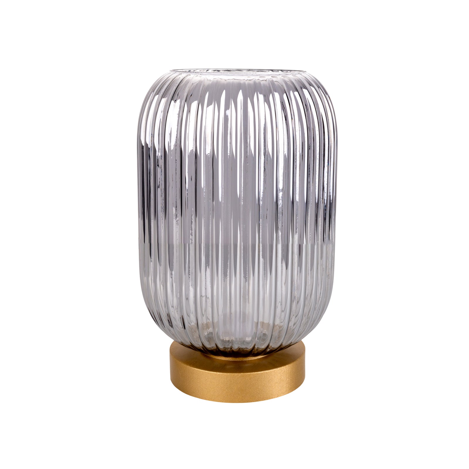 LED bordlampe oppladbar røykgrå glass dimbar Ø14 cm Näve forfra