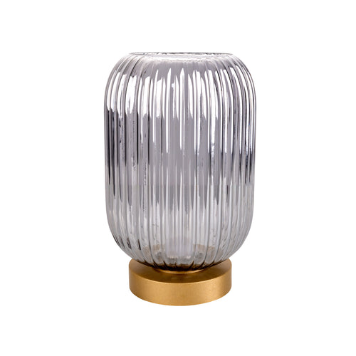LED bordlampe oppladbar røykgrå glass dimbar Ø14 cm Näve forfra