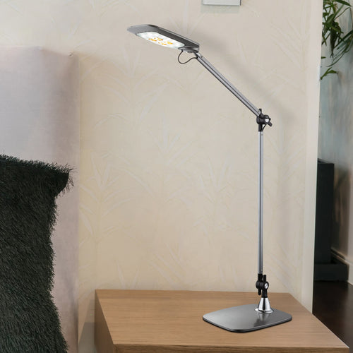 LED bordlampe Pattaya justerbar sølvgrå CCT dimbar 9W forfra