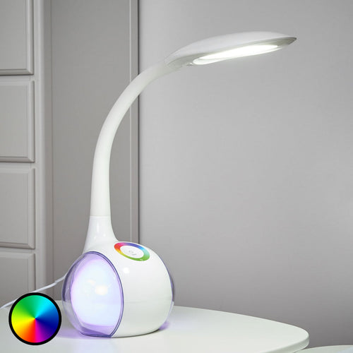 LED bordlampe Paula fleksibel hvit dimbar RGB H53 cm forfra