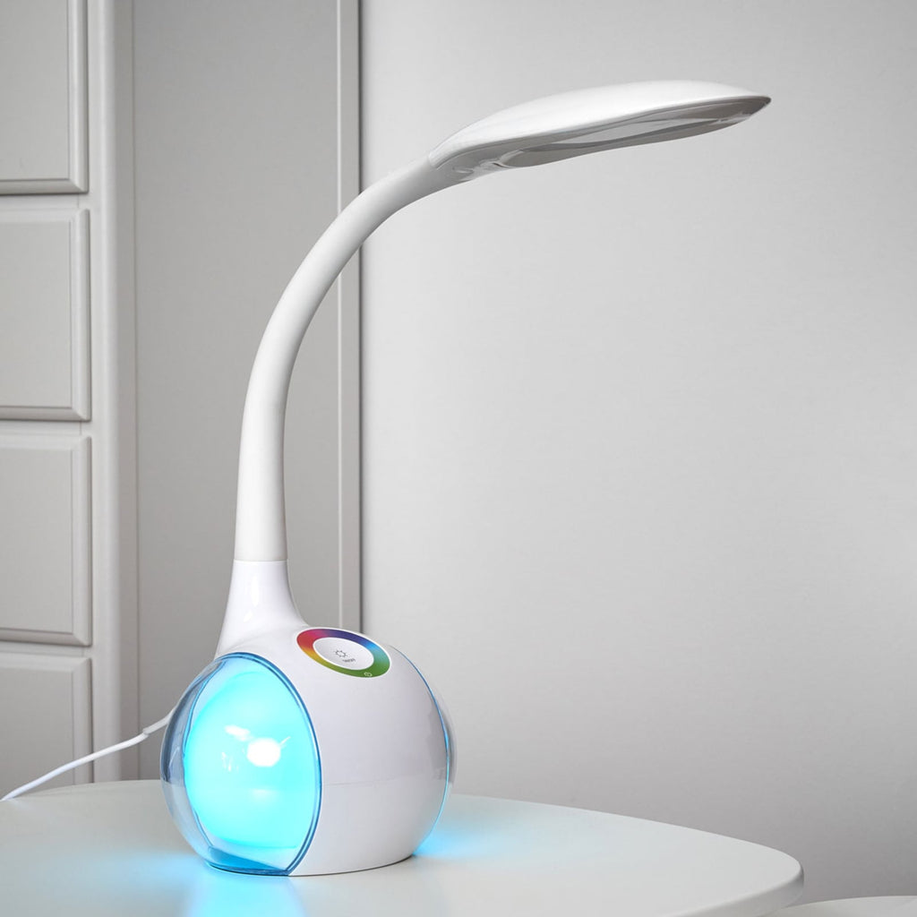 LED bordlampe Paula fleksibel hvit dimbar RGB H53 cm detalj av lampehode