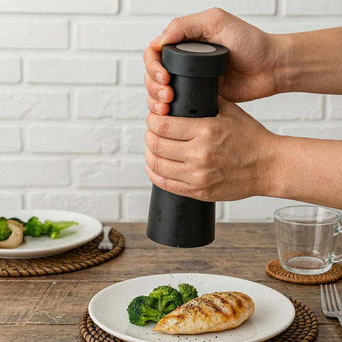 LED bordlampe Pepper pepperkvern mørkegrå oppladbar IP44 forfra