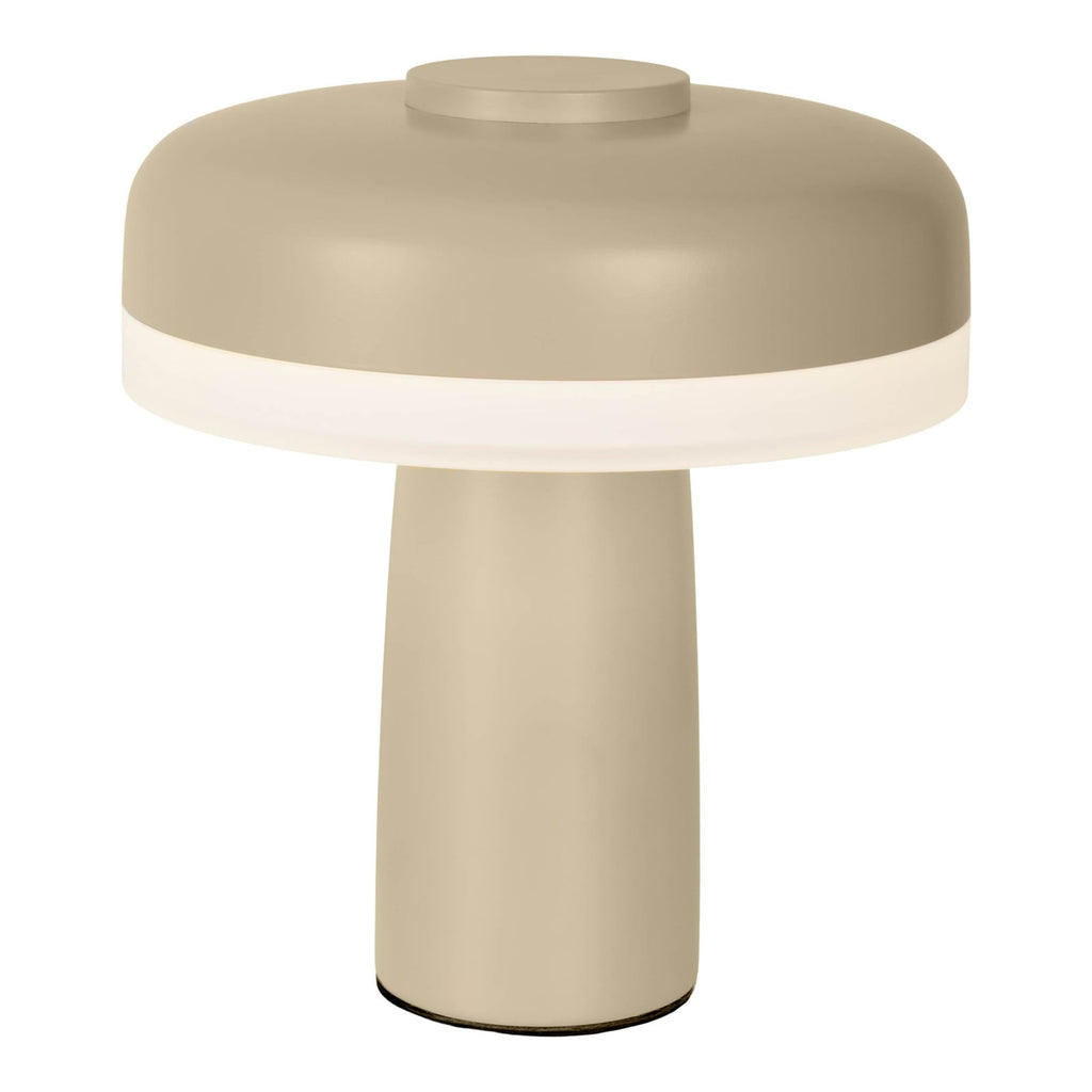 LED-bordlampe Pilu oppladbar dimbar beige metall detalj av touchdimmer