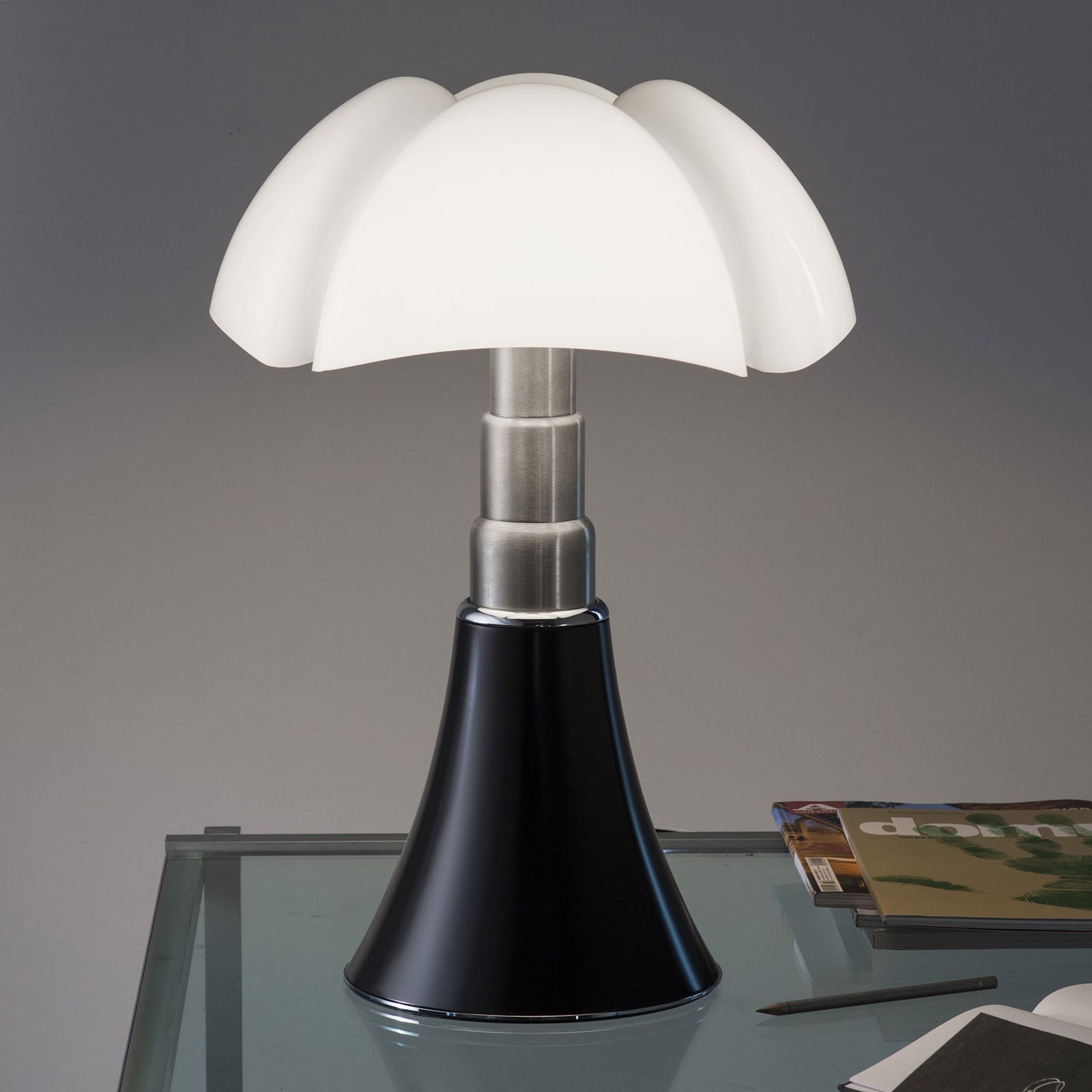 LED-bordlampe Pipistrello Med dimbar brun Ø40 cm forfra