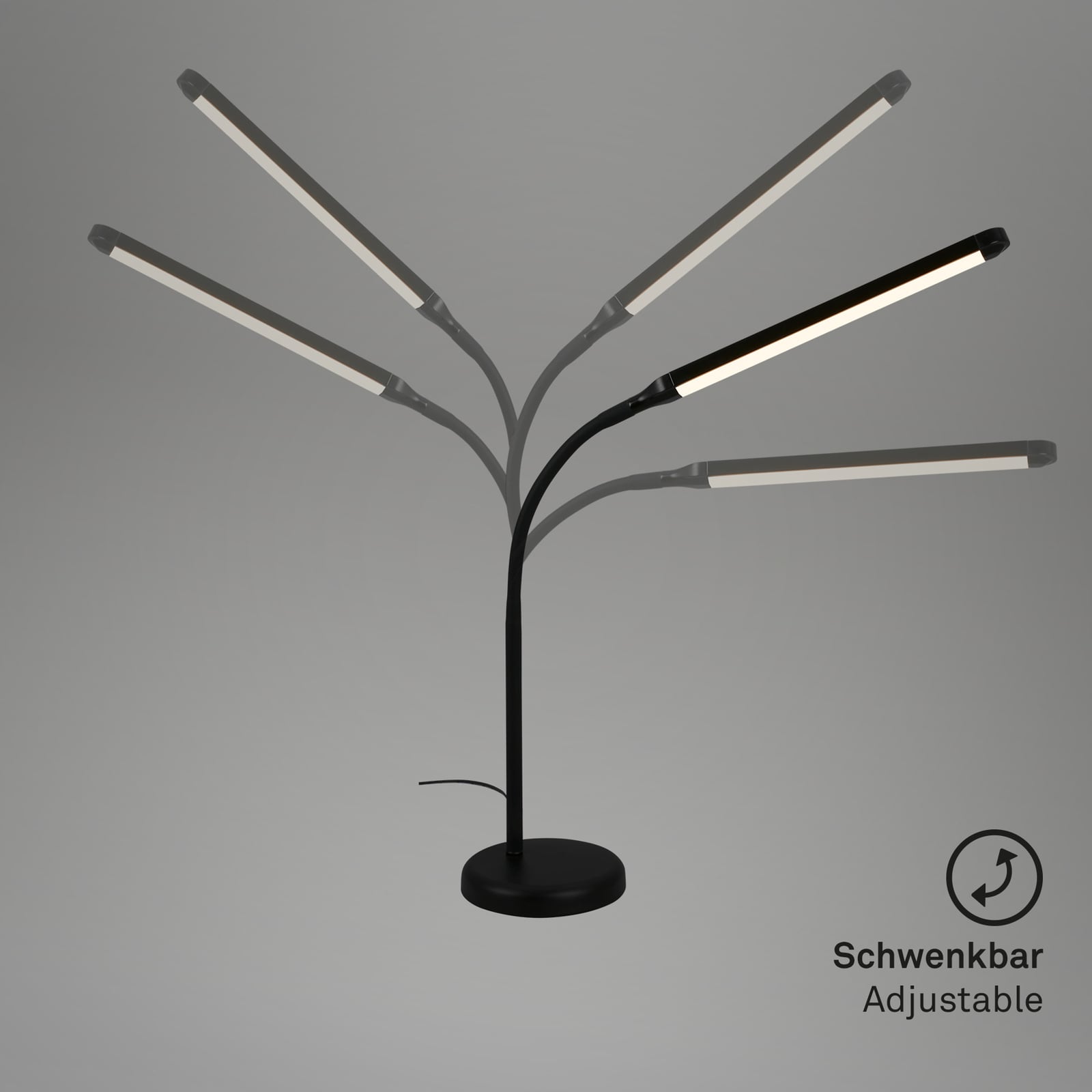 LED bordlampe Pivaz dimbar berøringsdimmer svart 6W med lyset på