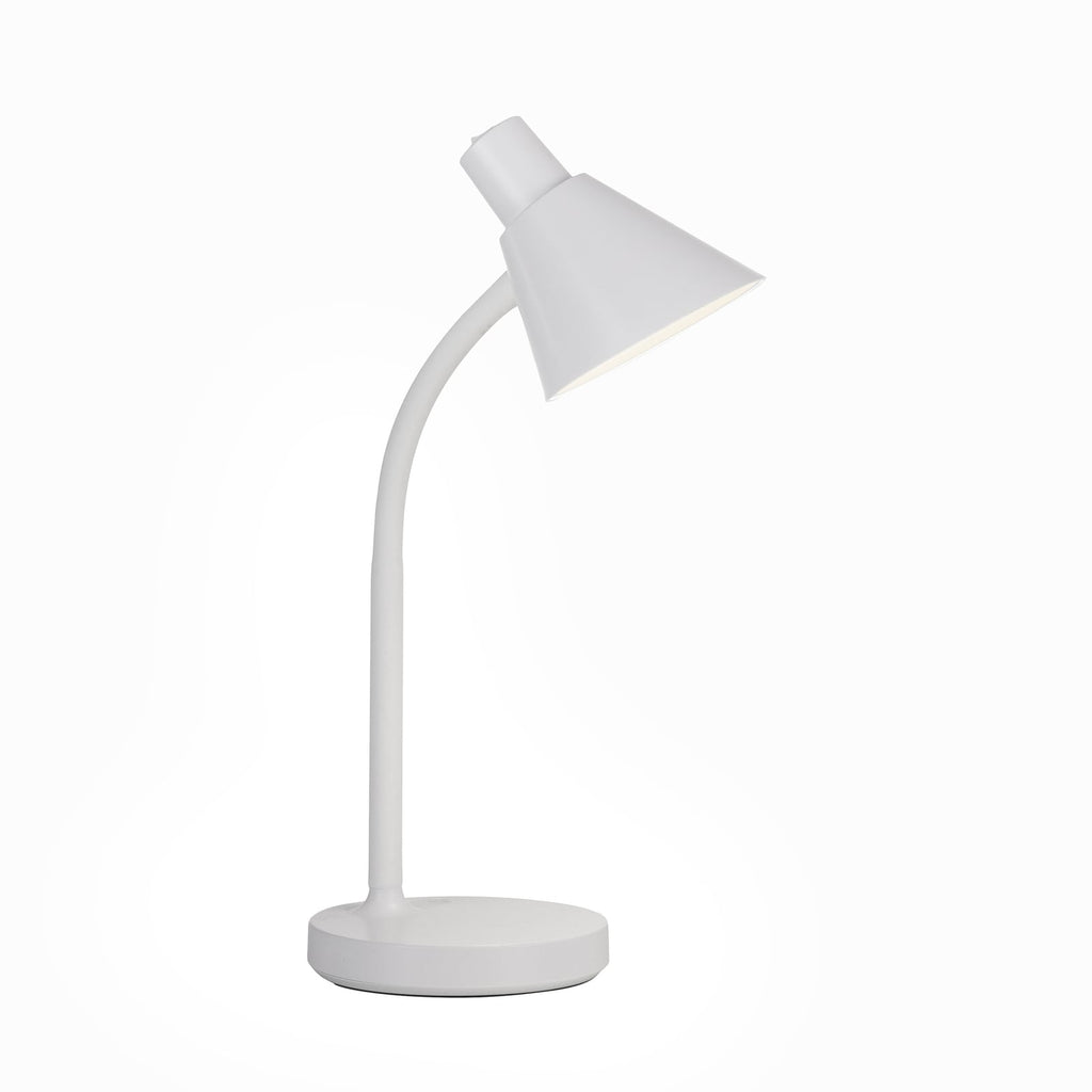LED bordlampe Pixie hvit plast nærbilde av bryter