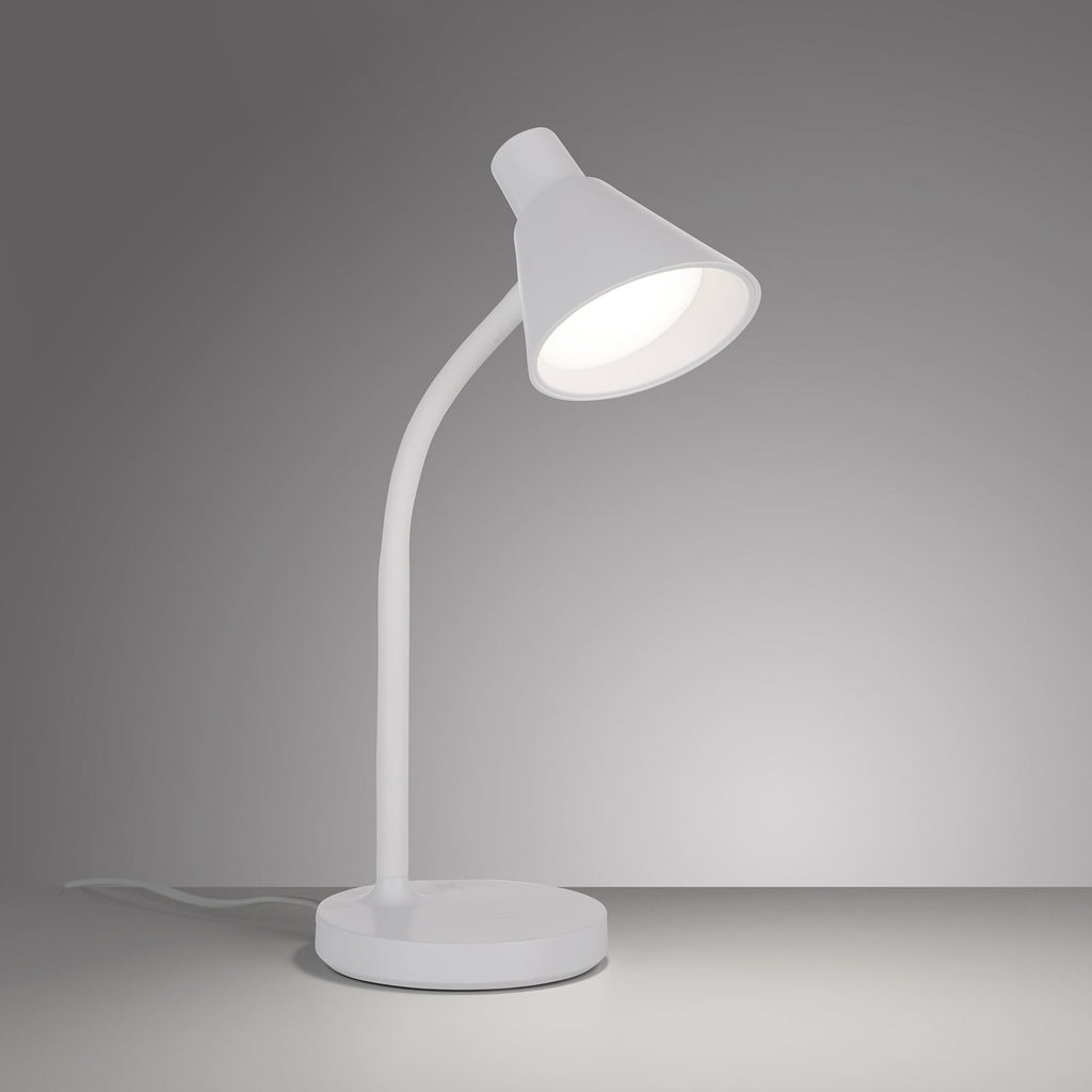 LED bordlampe Pixie hvit plast produktbilde med mål